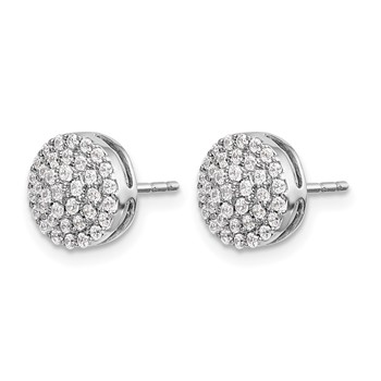 14k White Gold 1/2 carat Diamond Round Cluster Post Earrings — alternate view
