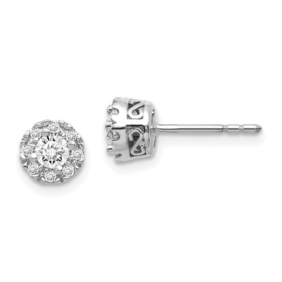 Men's Diamond Greek Key Stud Earrings 1/2 ct tw Round-cut 10K White Gold|Kay