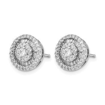 14k White Gold 1/2 carat Diamond Cluster Post Earrings — alternate view