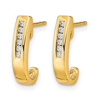 14k 1/10 carat Diamond Channel J-Hoop Post Earrings — alternate view