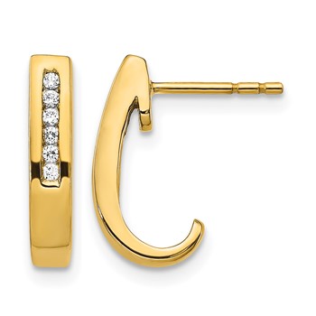 14k 1/10 carat Diamond Channel J-Hoop Post Earrings