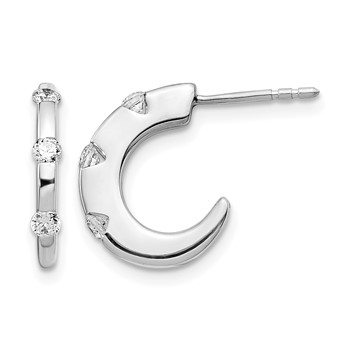 14k White Gold 1/3 carat Diamond J-Hoop Post Earrings