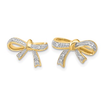 14k 1/20 carat Diamond Bow Post Earrings — alternate view