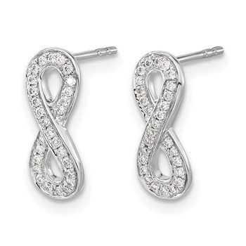14k White Gold 1/6 carat Diamond Infinity Post Earrings — alternate view