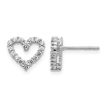 14k White Gold Diamond Heart Earrings-Mtgs Only-No dias