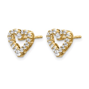 14k Yellow Gold Diamond Heart Earrings-Mtgs Only-No dias — alternate view