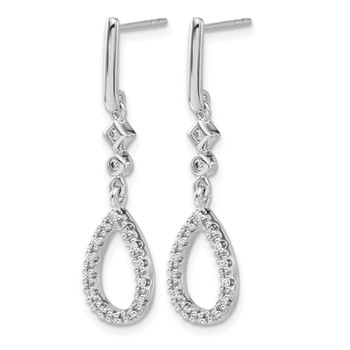 14k White Gold 1/4 carat Diamond Teardrop Dangle Post Earrings — alternate view
