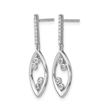 14k White Gold Polished Fancy 1/6 carat Diamond Dangle Post Earrings — alternate view