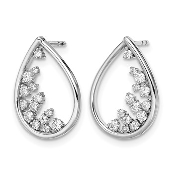 14k White Gold 1/3 carat Diamond Teardrop Post Earrings — alternate view