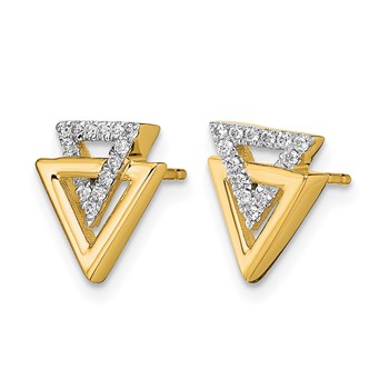 14k Polished 1/10 carat Diamond Double Triangle Post Earrings — alternate view