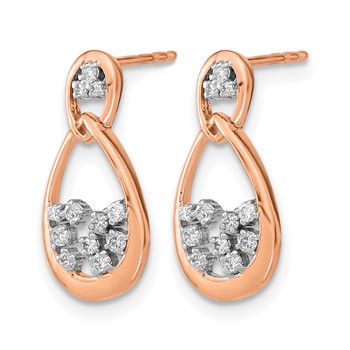 14k Rose Gold Polished Diamond Double Teardrop Post Earrings — alternate view