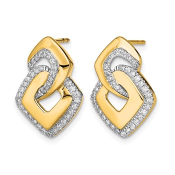 14k Polished 1/3 carat Diamond Fancy Shaped Post Earrings — alternate view
