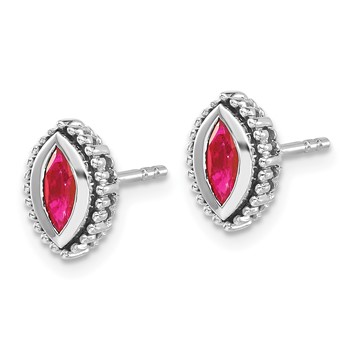 14k White Gold Marquise Ruby Post Earrings — alternate view