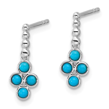 14k White Gold Turquoise Drop Post Earrings — alternate view
