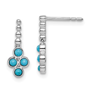 14k White Gold Turquoise Drop Post Earrings