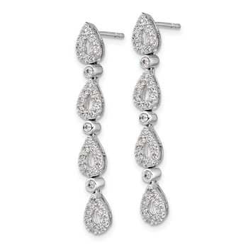14k White Gold 3/4 carat Lab Grown Diamond VS/SI+ G+ Complete Dangle Teardrop Post Earrings — alternate view
