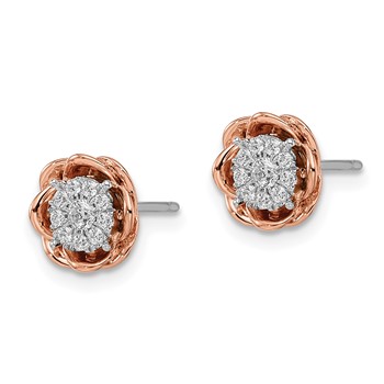 14k White & Rose Gold Earrings Rd 18- .008ct, 2- .05ct - Dia: F43 — alternate view