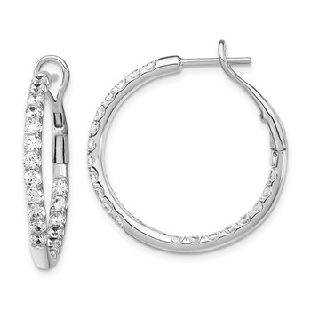 14K White Gold In and Out Hoop Earrings, Blank, Mtg Only