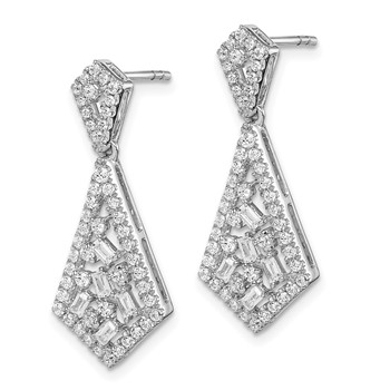 14k White Gold Polished 3/4 carat Diamond Fancy Dangle Post Earrings — alternate view