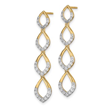 14k Polished 1/2 carat Diamond Dangle Post Earrings — alternate view