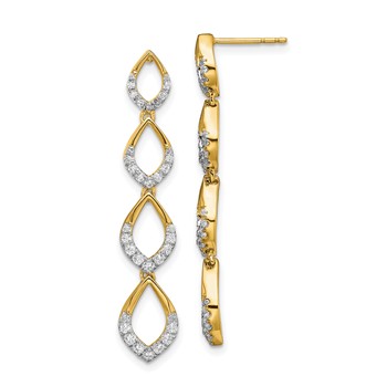 14k Polished 1/2 carat Diamond Dangle Post Earrings