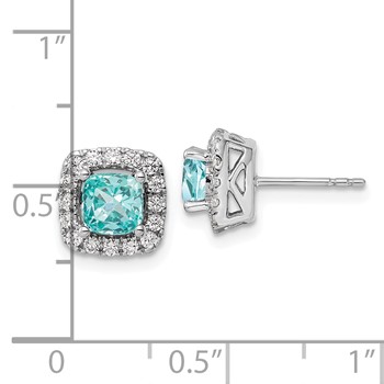 Pure Serenity 14k White Gold 3/8 carat Lab Grown Diamond VS/SI+ G+ and Lab Created Paraiba Halo Post Earrings — alternate view