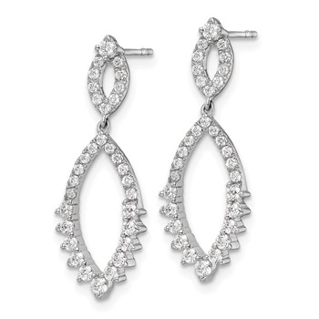 14k White Gold 3/4 carat Lab Grown Diamond VS/SI+ G+ Complete Fashion Dangle Post Earrings — alternate view