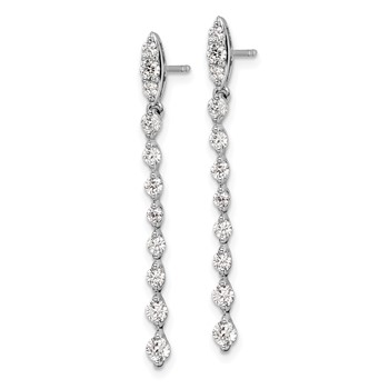 14k White Gold 1 carat Lab Grown Diamond VS/SI+ G+ Complete Dangle Post Earrings — alternate view