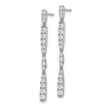 14k White Gold 1 carat Lab Grown Diamond VS/SI+ G+ Complete Dangle Post Earrings — alternate view