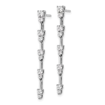 14k White Gold 1 carat Lab Grown Diamond VS/SI+ G+ Complete Dangle Post Earrings — alternate view