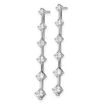 14k White Gold 1 carat Lab Grown Diamond VS/SI+ G+ Complete Six Stone Dangle Post Earrings — alternate view