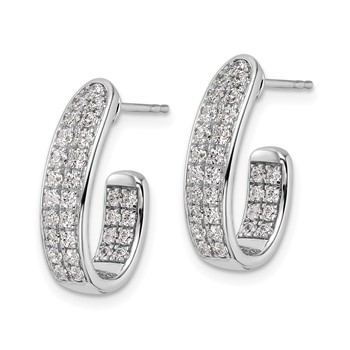 14k White Gold 1 carat Lab Grown Diamond VS/SI+ G+ Complete In and Out J-Hoop Hoop Earrings — alternate view