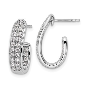 14k White Gold 1 carat Lab Grown Diamond VS/SI+ G+ Complete In and Out J-Hoop Hoop Earrings
