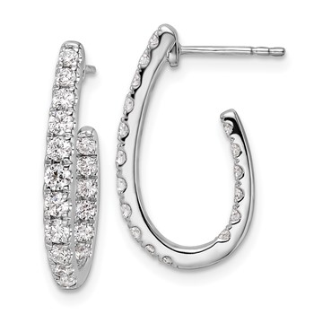 14k White Gold 1 carat Lab Grown Diamond VS/SI+ G+ Complete In and Out J-Hoop Hoop Earrings