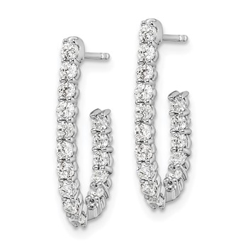 14k White Gold 1 carat Lab Grown Diamond VS/SI+ G+ Complete In and Out J-Hoop Hoop Earrings — alternate view