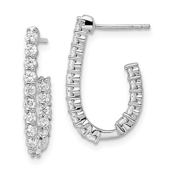 14k White Gold 1 carat Lab Grown Diamond VS/SI+ G+ Complete In and Out J-Hoop Hoop Earrings