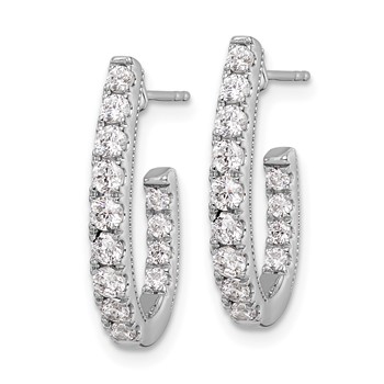 14k White Gold 1 carat Lab Grown Diamond VS/SI+ G+ Complete In and Out J-Hoop Hoop Earrings — alternate view