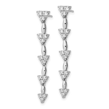 14k White Gold 1 carat Lab Grown Diamond VS/SI+ G+ Complete Marquise Dangle Cluster Post Earrings — alternate view