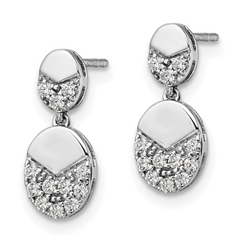 14k White Gold 1/4 carat Lab Grown Diamond VS/SI+ G+ Dangle Post Earrings — alternate view