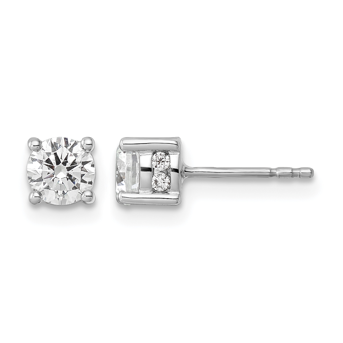 10k White Gold 1 ct Lab Grown Diamond VS/SI+ G+ Comp Stud Post Earrings