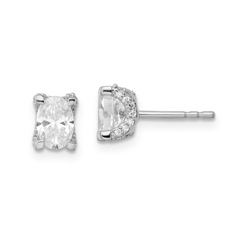 Sterling Silver Oval CZ Stud Earrings