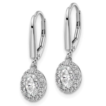 14k White Gold 1 1/5 carat Lab Grown Diamond VS/SI+ G+ Complete Oval Drop Leverback Earrings — alternate view