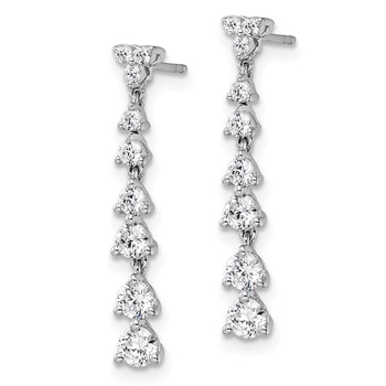 14k White Gold 1 carat Lab Grown Diamond VS/SI+ G+ Complete Dangle Post Earrings — alternate view