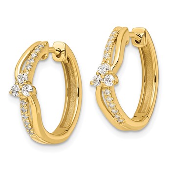 14k 1/3 carat Lab Grown Diamond VS/SI+ G+ Complete Fashion Hinged Hoop Earrings — alternate view