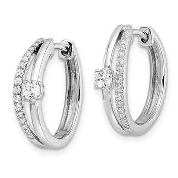 14k White Gold 3/8 carat Lab Grown Diamond VS/SI+ G+ Complete Fashion Hinged Hoop Earrings — alternate view