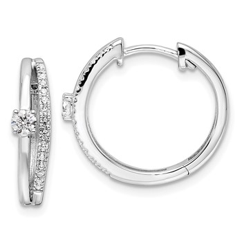 14k White Gold 3/8 carat Lab Grown Diamond VS/SI+ G+ Complete Fashion Hinged Hoop Earrings