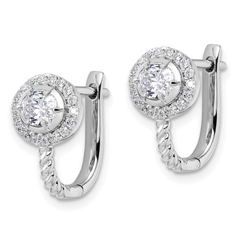 14k White Gold 7/8 carat Lab Grown Diamond VS/SI+ G+ Circle Hinged Hoop Earrings — alternate view