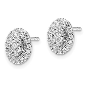 14k White Gold 1/2 carat Lab Grown Diamond VS/SI+ G+ Complete Oval Halo Post Earrings — alternate view