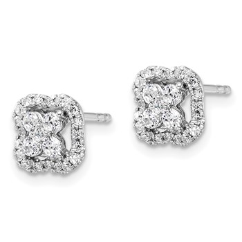 14k White Gold 1/2 carat Lab Grown Diamond VS/SI+ G+ Complete Square Halo Post Earrings — alternate view