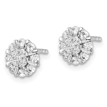 14k White Gold 1/2 carat Lab Grown Diamond VS/SI+ G+ Complete Halo Post Earrings — alternate view